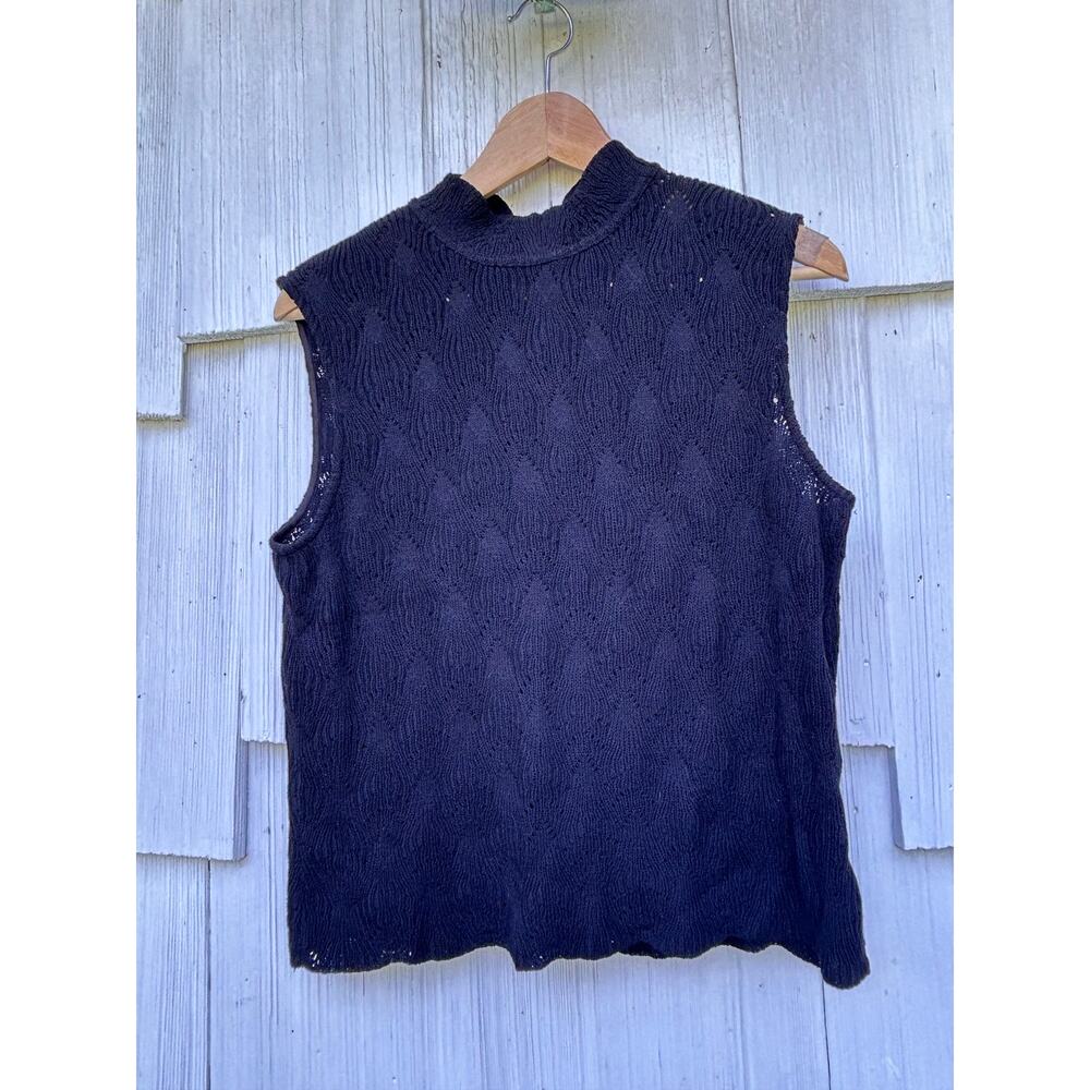 St John Black Label Open Knit Sleeveless Top Medium - Picture 2 of 8